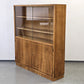 VINTAGE VITRINE Nussbaum 60er Mid Century Bücherschrank Highboard Regal Retro