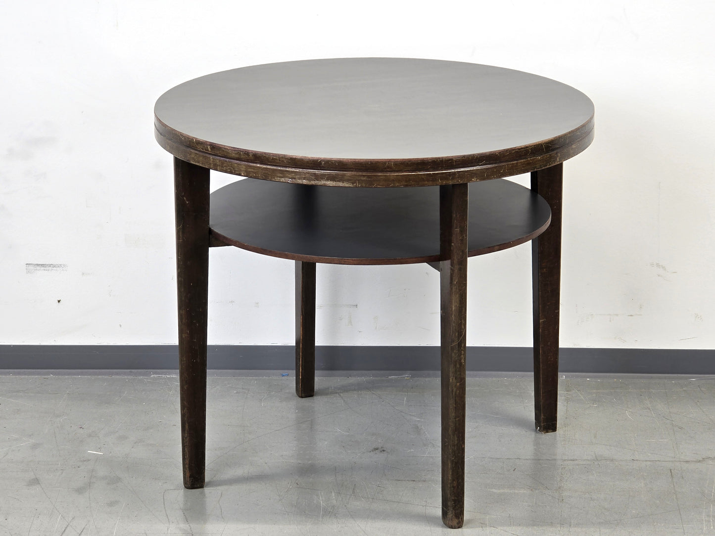 HALABALA BEISTELLTISCH Art Déco Couchtisch 40er Jahre Vintage Holz Rund Schwarz