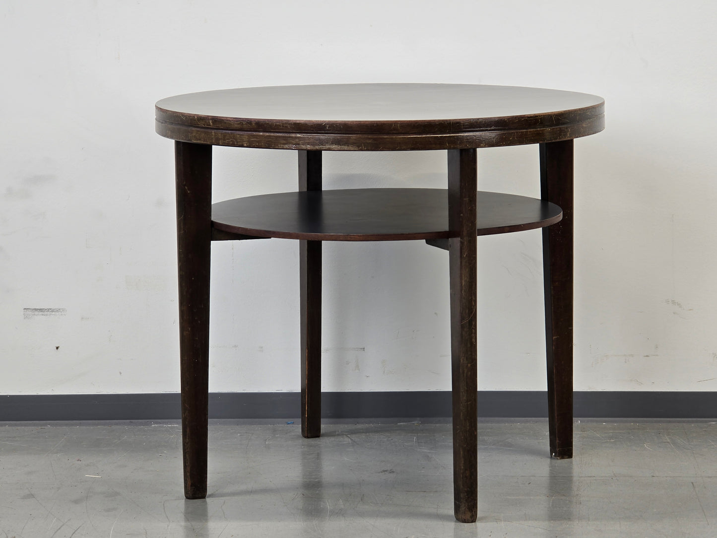 HALABALA BEISTELLTISCH Art Déco Couchtisch 40er Jahre Vintage Holz Rund Schwarz