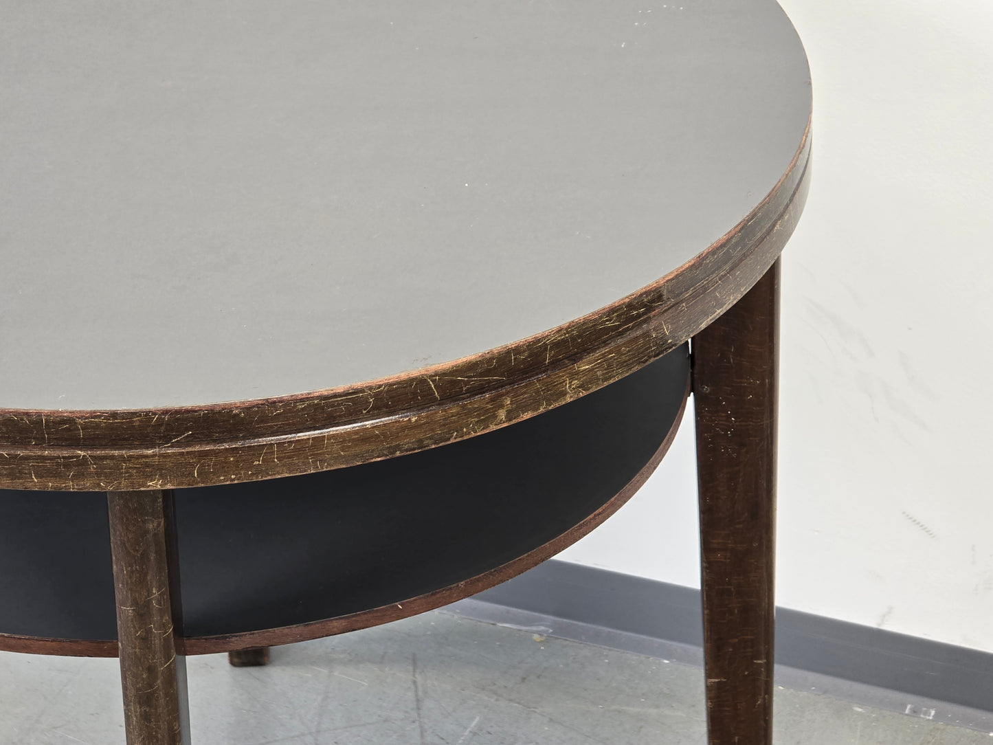 HALABALA BEISTELLTISCH Art Déco Couchtisch 40er Jahre Vintage Holz Rund Schwarz