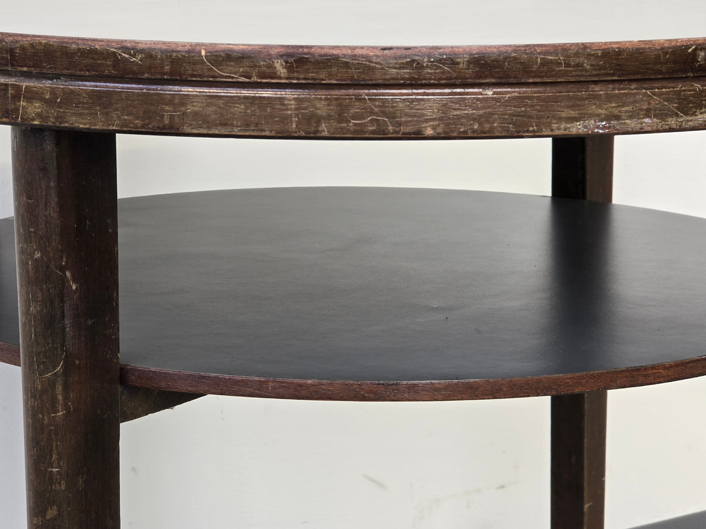 HALABALA BEISTELLTISCH Art Déco Couchtisch 40er Jahre Vintage Holz Rund Schwarz
