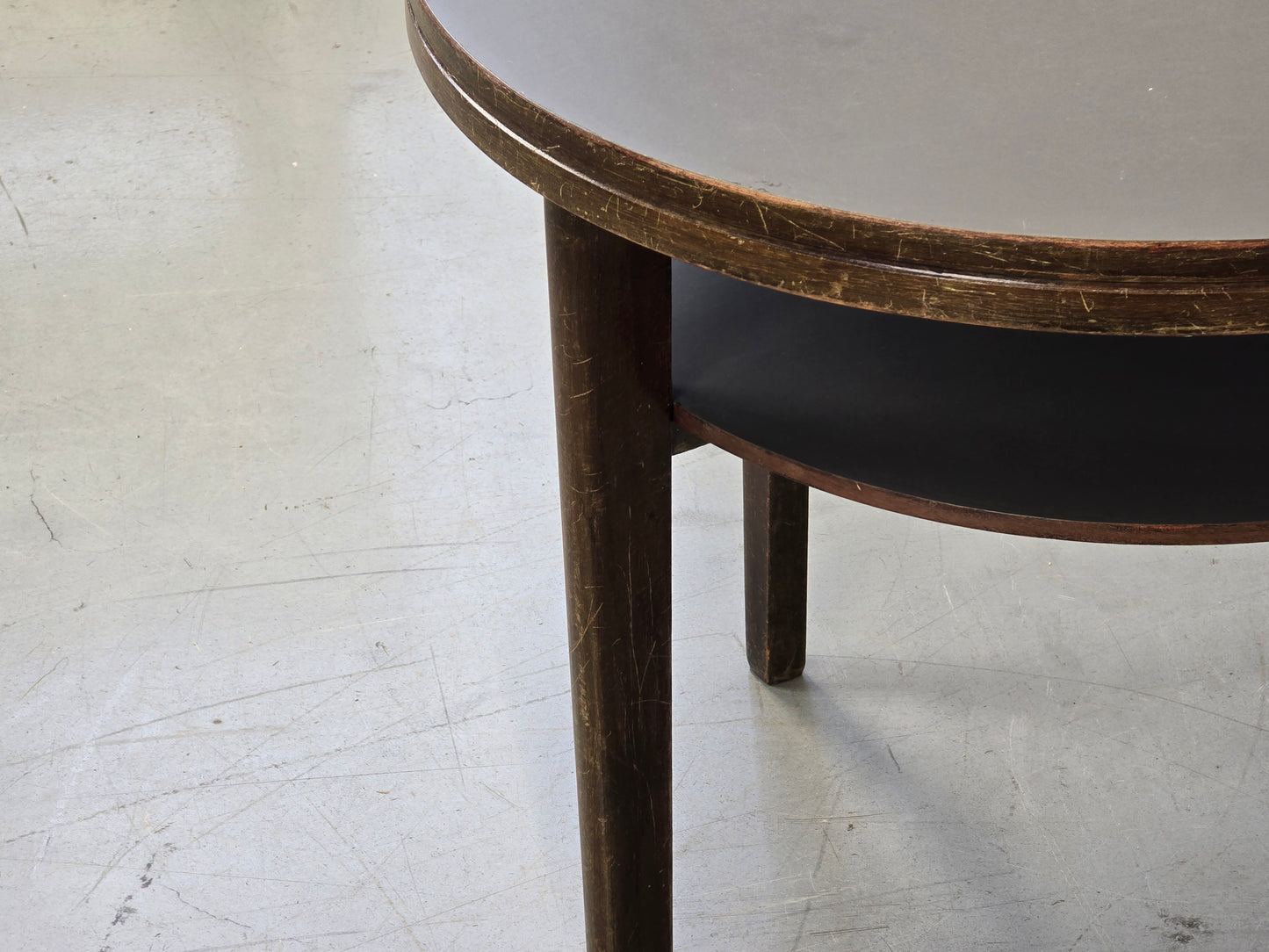 HALABALA BEISTELLTISCH Art Déco Couchtisch 40er Jahre Vintage Holz Rund Schwarz