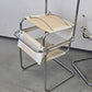 DESIGN FREISCHWINGER Leder Weiß Chrom Stuhl Bauhaus Vintage 60er 70er