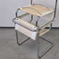 DESIGN FREISCHWINGER Leder Weiß Chrom Stuhl Bauhaus Vintage 60er 70er
