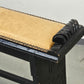 VINTAGE BANK Leder Schwarz Holz geschnitzt Weintrauben Flurbank Spanish Revival