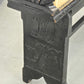 VINTAGE BANK Leder Schwarz Holz geschnitzt Weintrauben Flurbank Spanish Revival