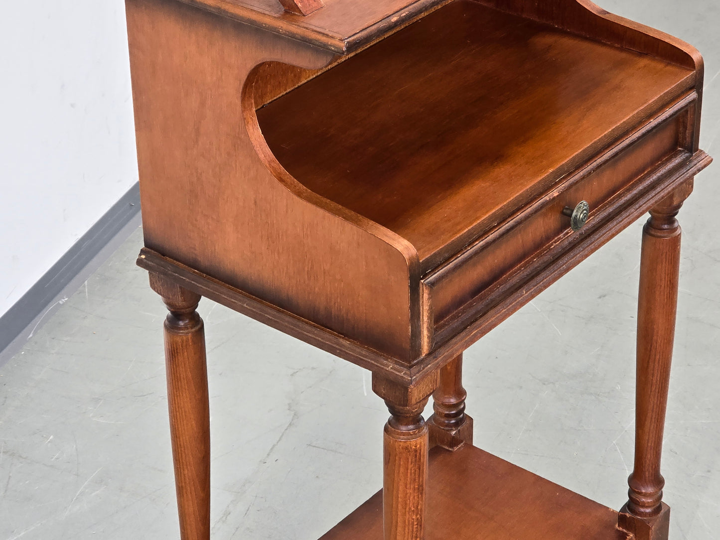 VINTAGE TELEFONSTÄNDER Ablage Beistelltisch 60er Jahre Holz Nachttisch Flurregal antik