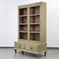 VINTAGE VITRINE BÜCHERSCHRANK Schrank Regal Design 60er 50er Jahre Holz Grün Glasschrank