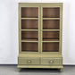 VINTAGE VITRINE BÜCHERSCHRANK Schrank Regal Design 60er 50er Jahre Holz Grün Glasschrank