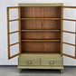 VINTAGE VITRINE BÜCHERSCHRANK Schrank Regal Design 60er 50er Jahre Holz Grün Glasschrank