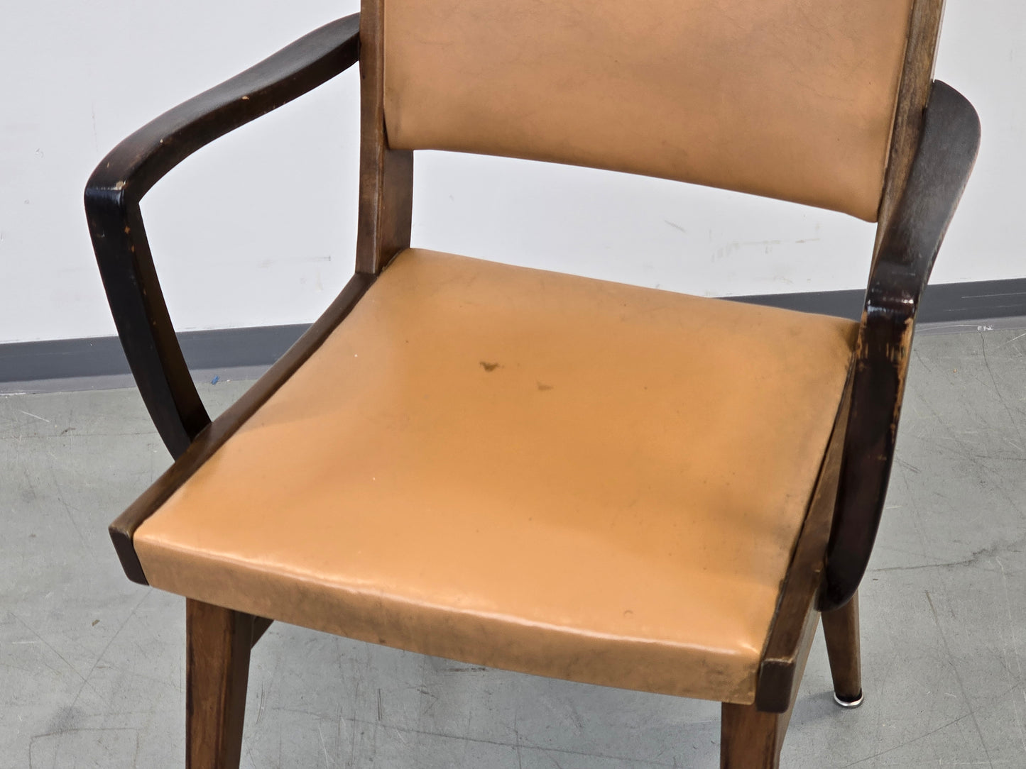 VINTAGE ARMLEHNSTUHL Mid Century Design Stuhl Holz Leder 50er 60er