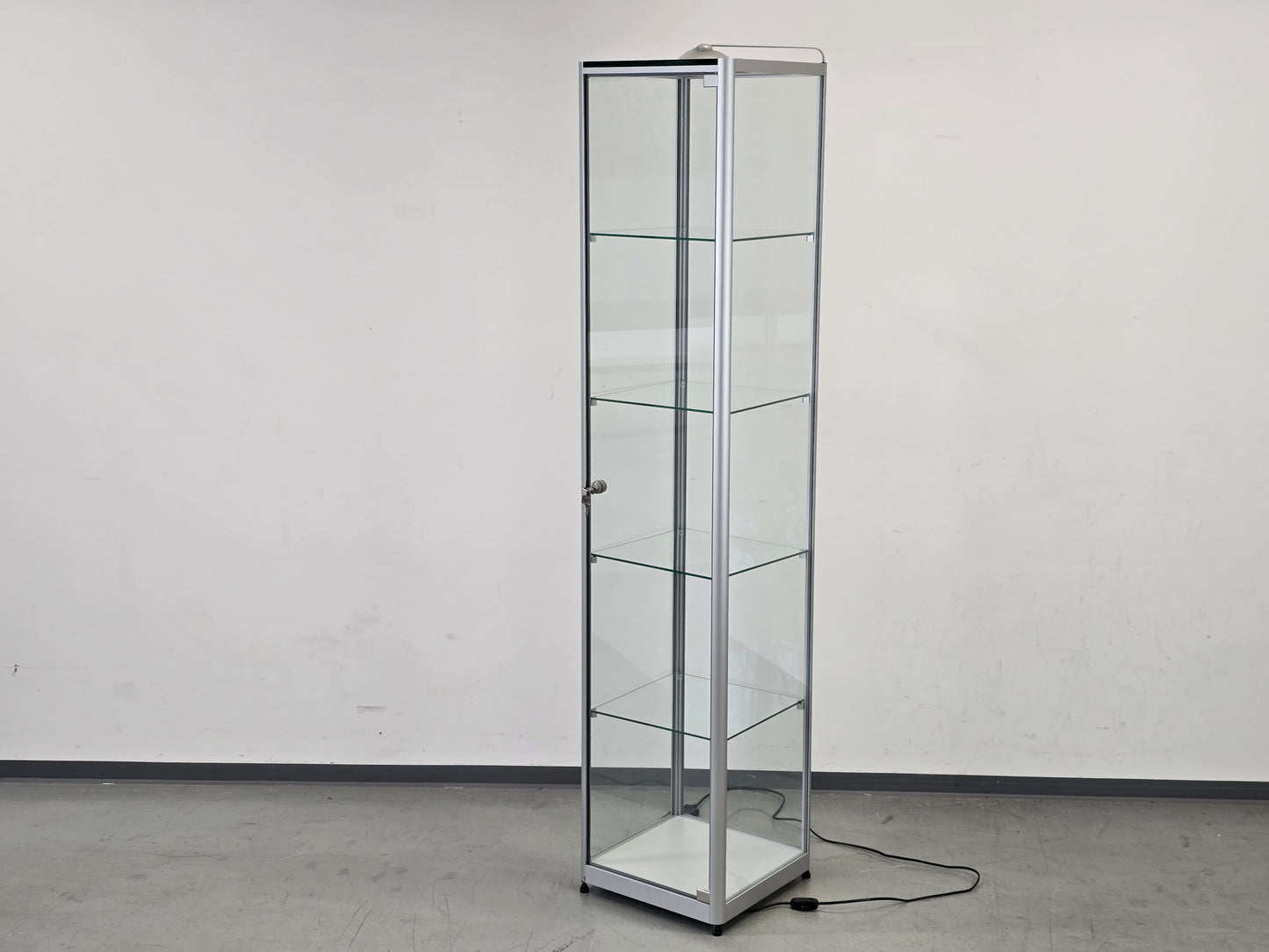 GLASVITRINE BELEUCHTET Vitrine Glas Alu Sammlervitrine Design Display Schloss