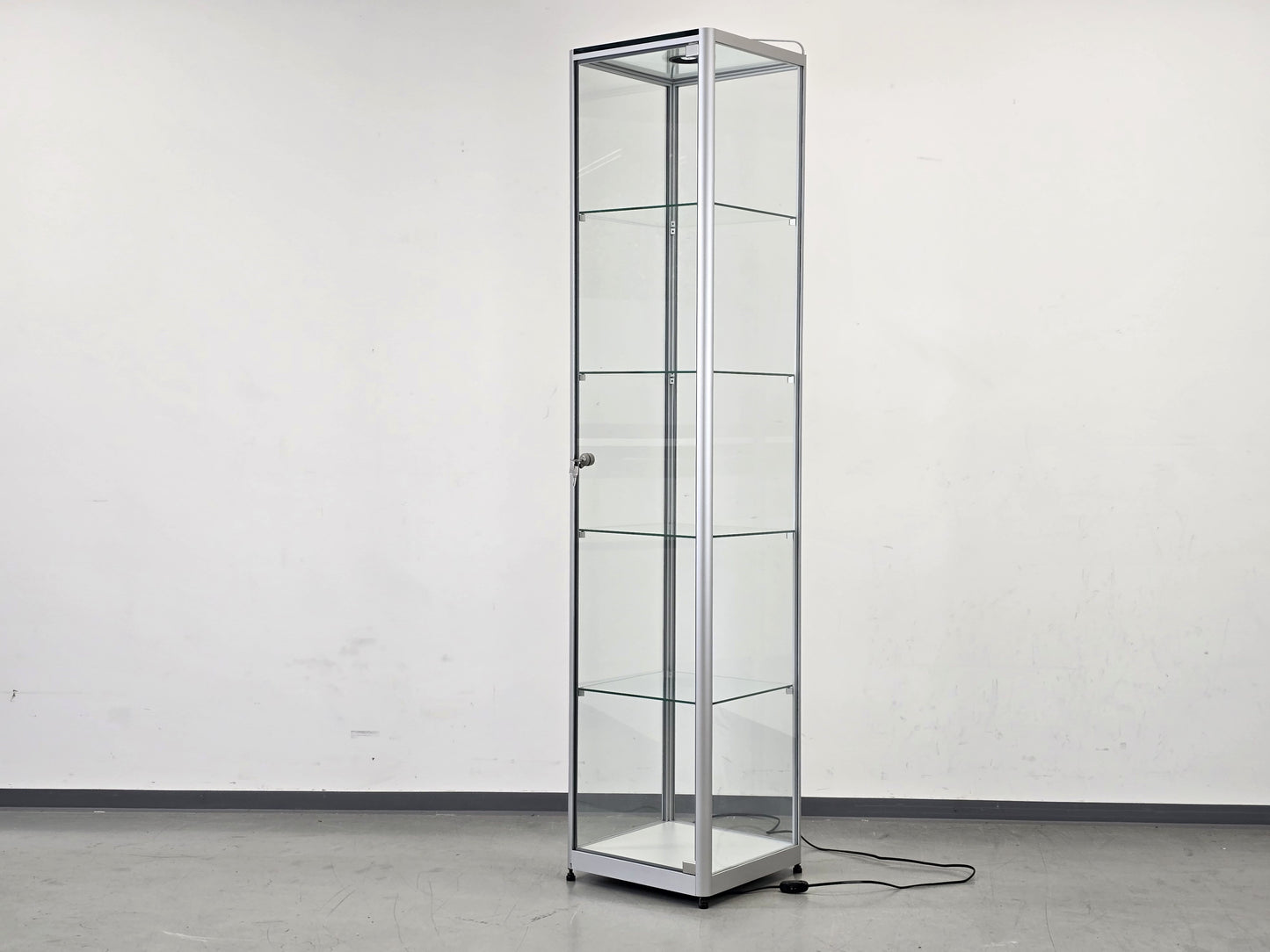 GLASVITRINE BELEUCHTET Vitrine Glas Alu Sammlervitrine Design Display Schloss