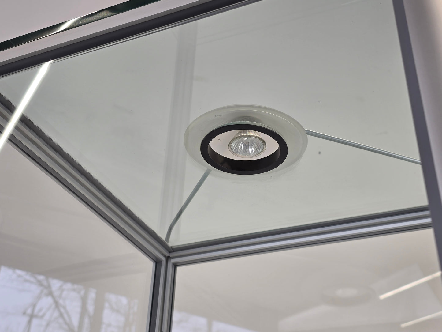 GLASVITRINE BELEUCHTET Vitrine Glas Alu Sammlervitrine Design Display Schloss