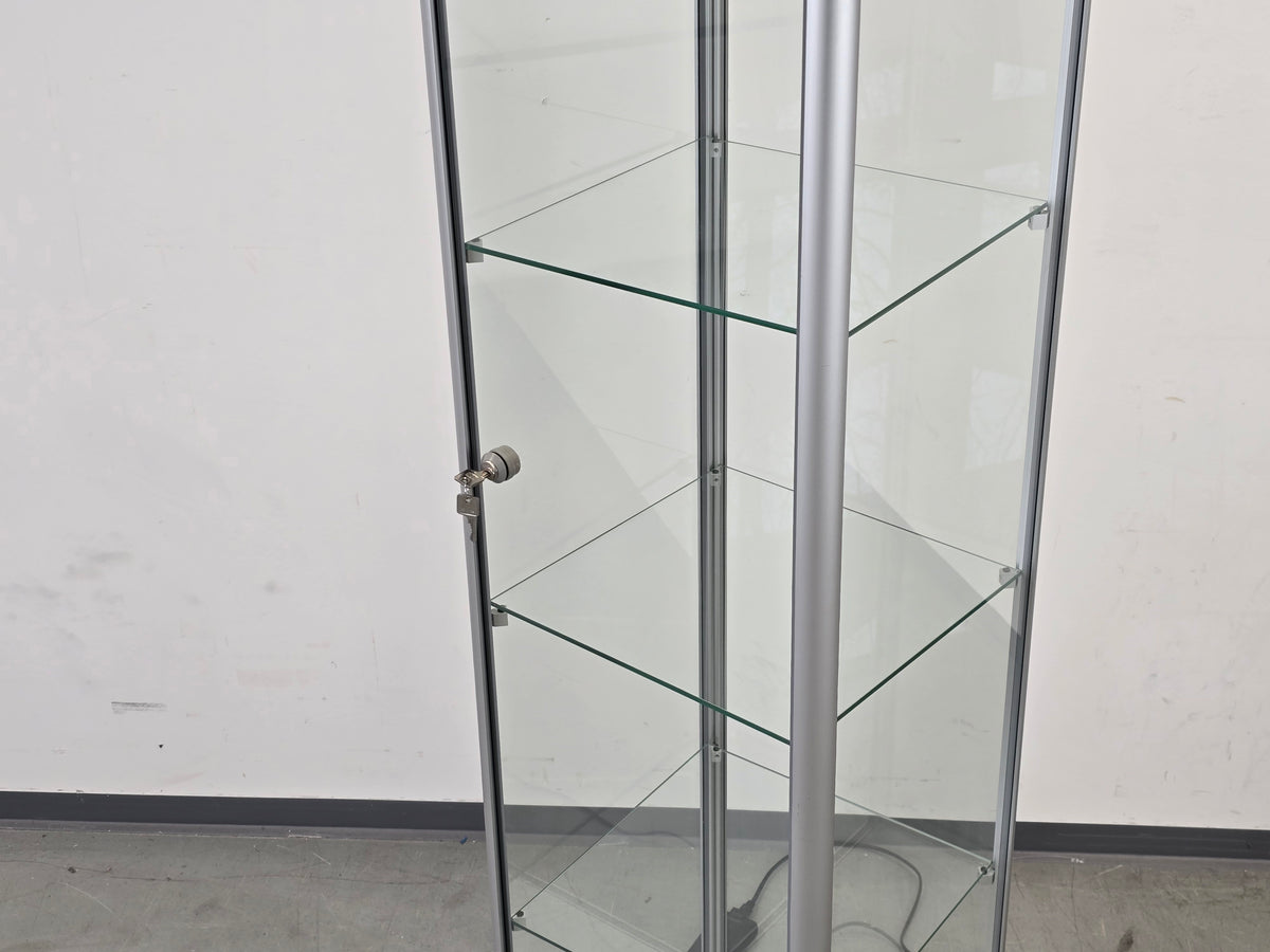 GLASVITRINE BELEUCHTET Vitrine Glas Alu Sammlervitrine Design Display Schloss