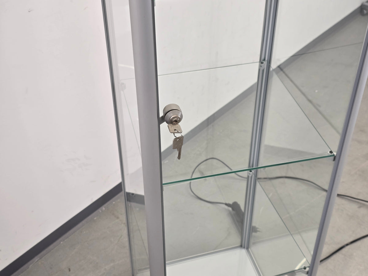 GLASVITRINE BELEUCHTET Vitrine Glas Alu Sammlervitrine Design Display Schloss