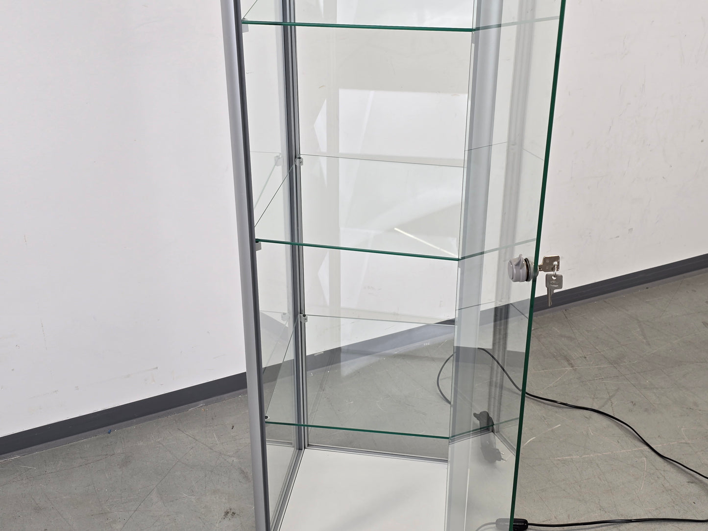 GLASVITRINE BELEUCHTET Vitrine Glas Alu Sammlervitrine Design Display Schloss