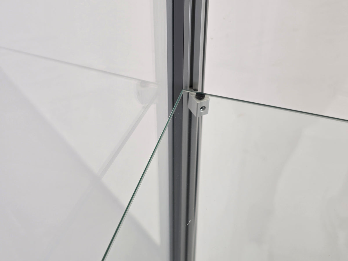 GLASVITRINE BELEUCHTET Vitrine Glas Alu Sammlervitrine Design Display Schloss