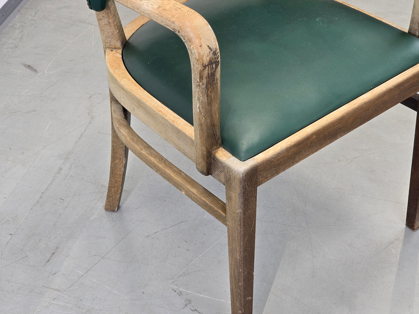 VINTAGE ARMLEHNSTUHL Mid Century Stuhl Grün Eiche Retro Schreibtischstuhl