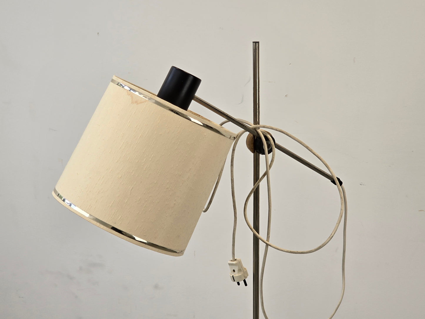VINTAGE STEHLAMPE 60er Jahre Chrom Holz Design Retro Mid Century Lampe
