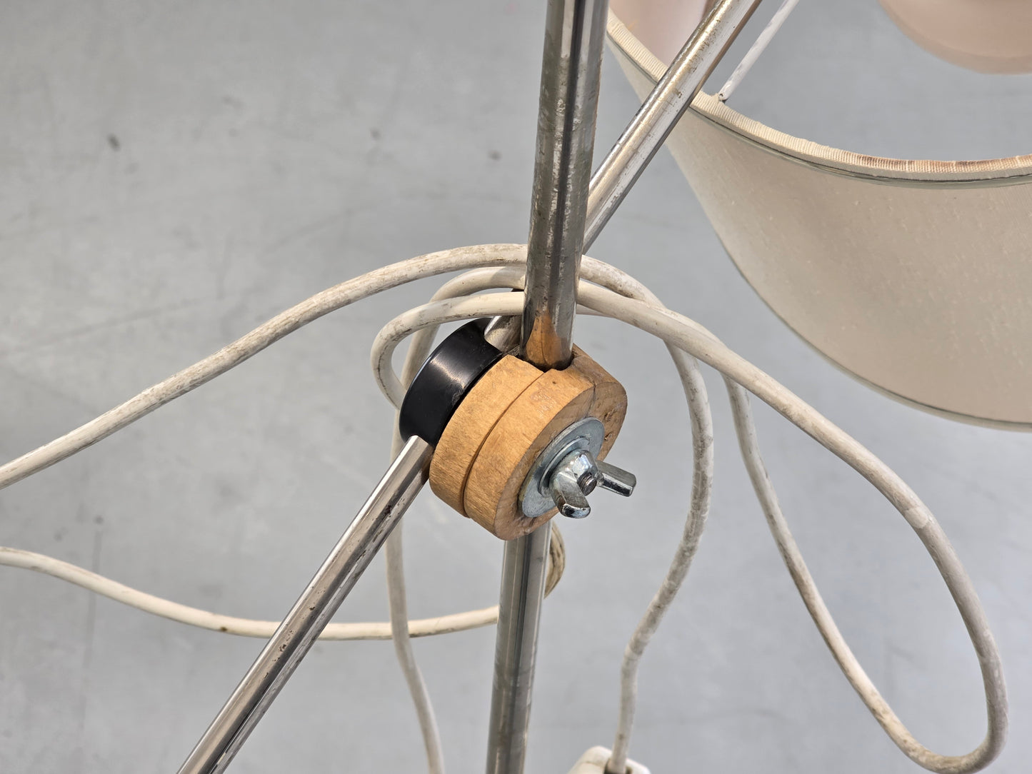 VINTAGE STEHLAMPE 60er Jahre Chrom Holz Design Retro Mid Century Lampe