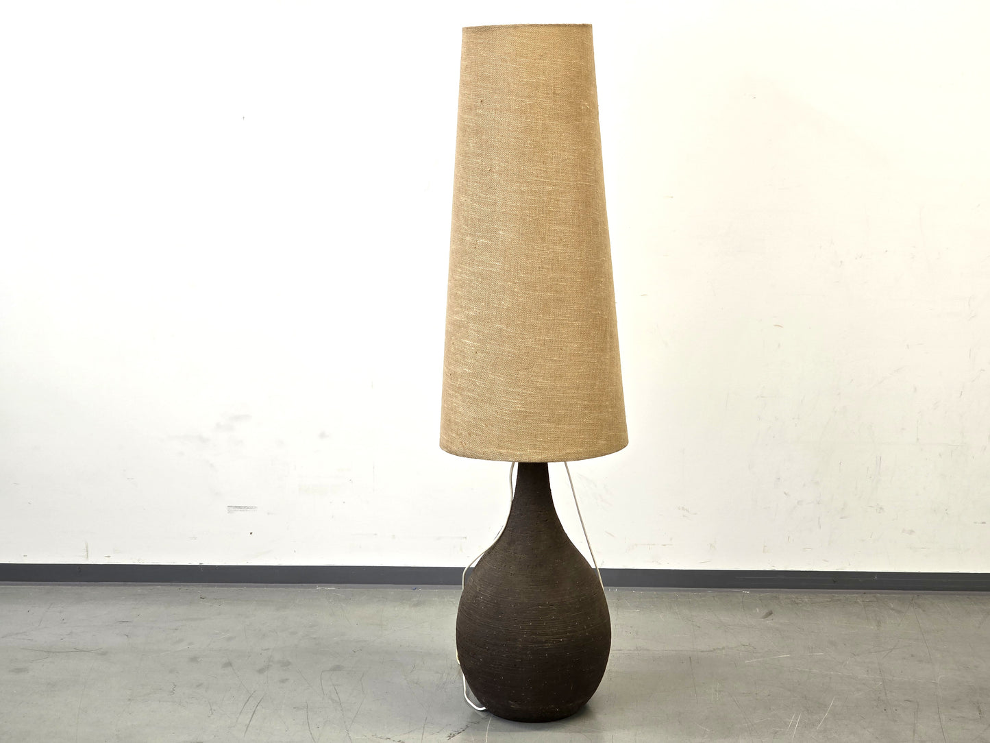 VINTAGE STEHLAMPE Mid Century Keramik Fat Lava Brutalist 60er Jute Boho XL