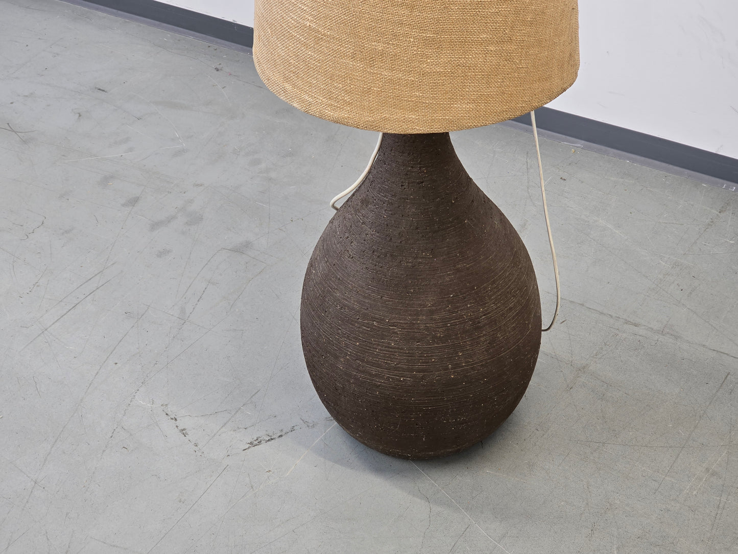 VINTAGE STEHLAMPE Mid Century Keramik Fat Lava Brutalist 60er Jute Boho XL