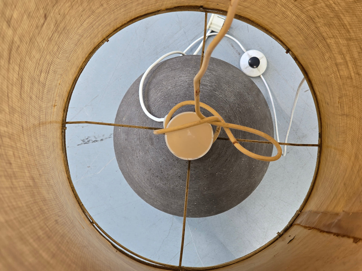 VINTAGE STEHLAMPE Mid Century Keramik Fat Lava Brutalist 60er Jute Boho XL