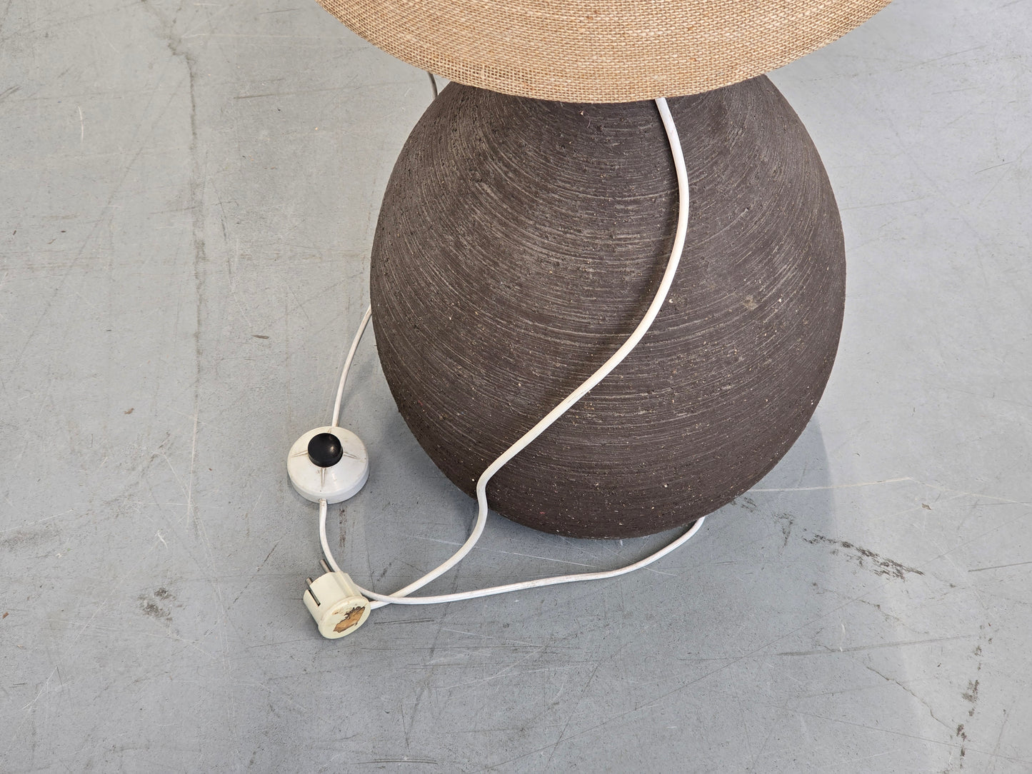 VINTAGE STEHLAMPE Mid Century Keramik Fat Lava Brutalist 60er Jute Boho XL