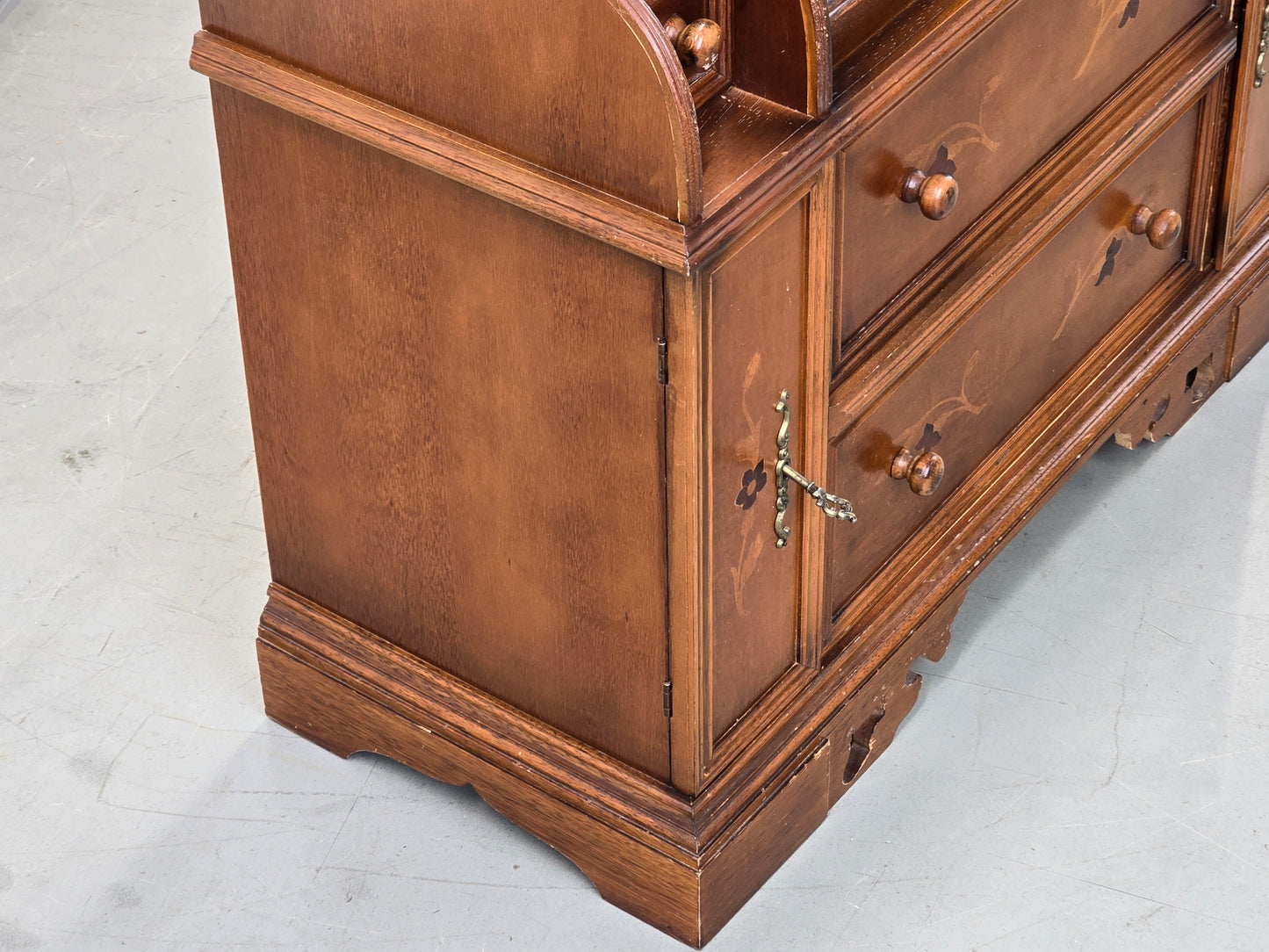 VINTAGE SEKRETÄR Schreibschrank Kommode Intarsien Antik-Stil Massivholz 60er