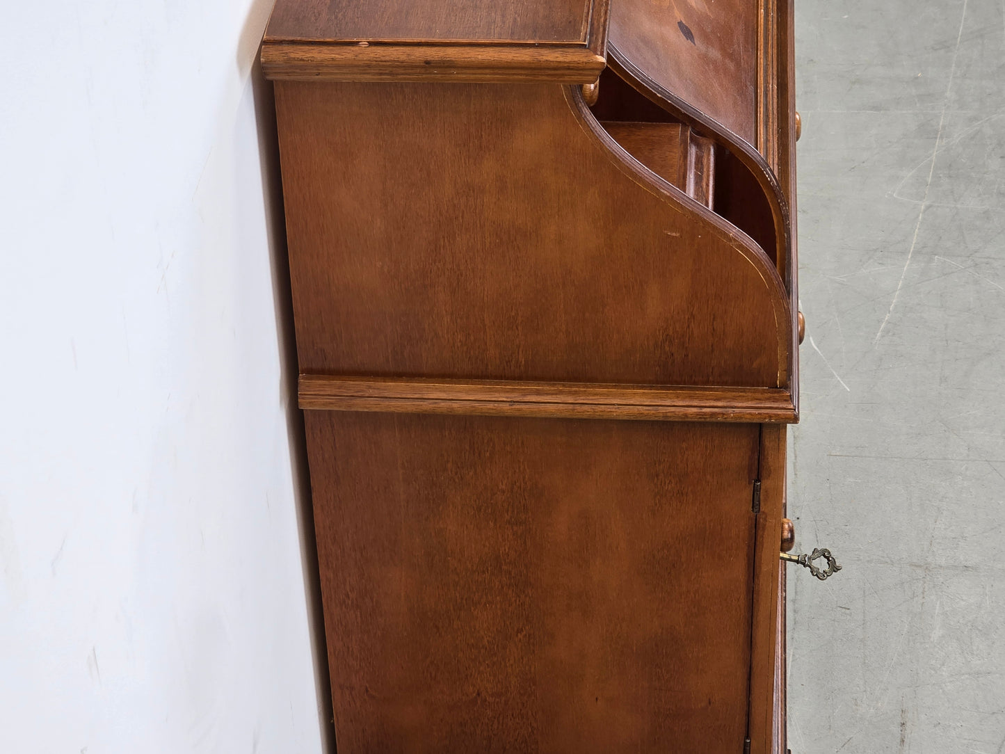 VINTAGE SEKRETÄR Schreibschrank Kommode Intarsien Antik-Stil Massivholz 60er