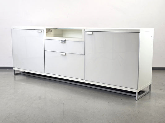 HÜLSTA XELO Sideboard Weiß Glas Kommode Design Highboard 226cm Vitrine Modern