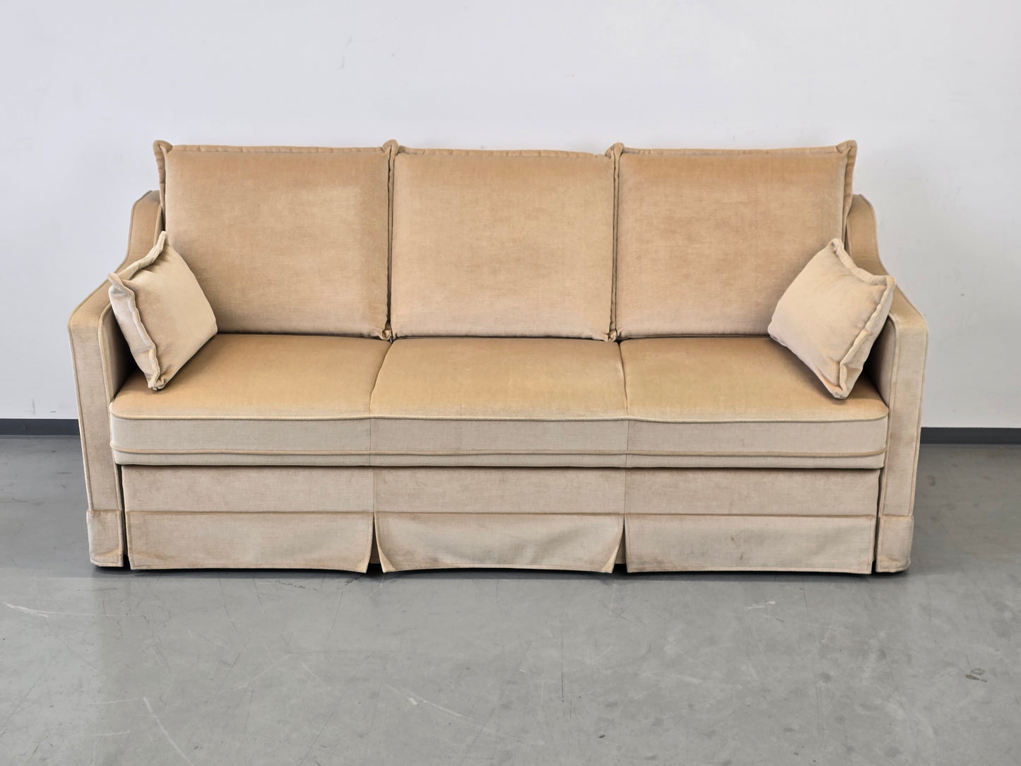 VINTAGE SCHLAFSOFA Samt Beige Daybed 60er 70er Design Sofa Retro Couch