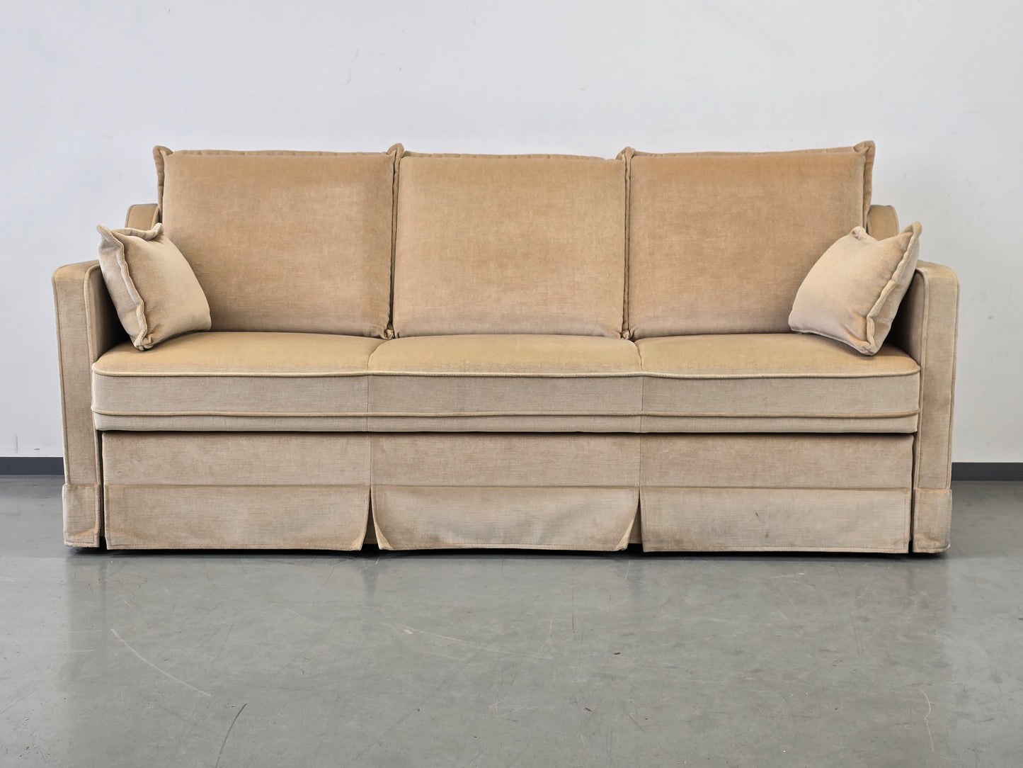 VINTAGE SCHLAFSOFA Samt Beige Daybed 60er 70er Design Sofa Retro Couch