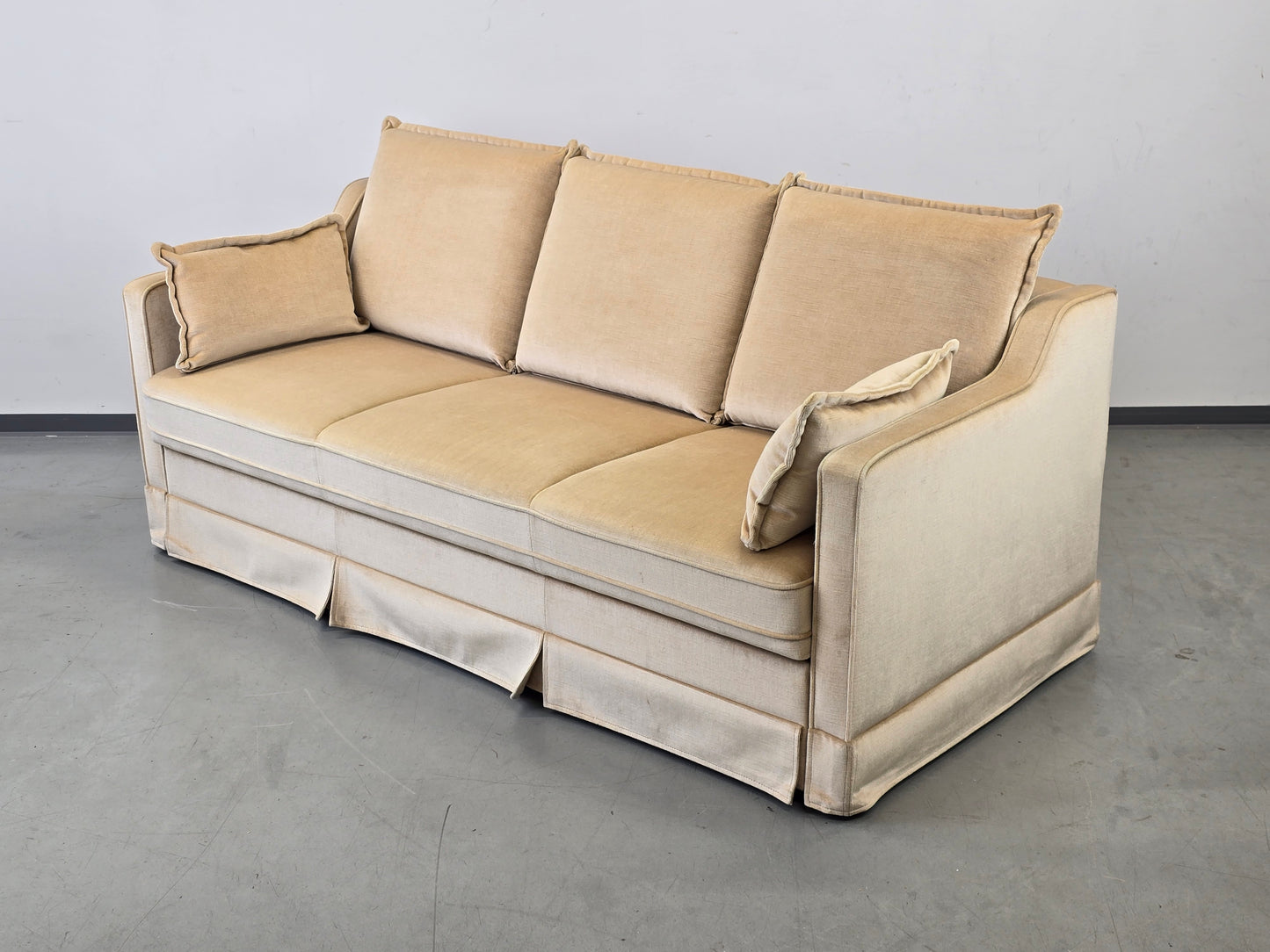 VINTAGE SCHLAFSOFA Samt Beige Daybed 60er 70er Design Sofa Retro Couch