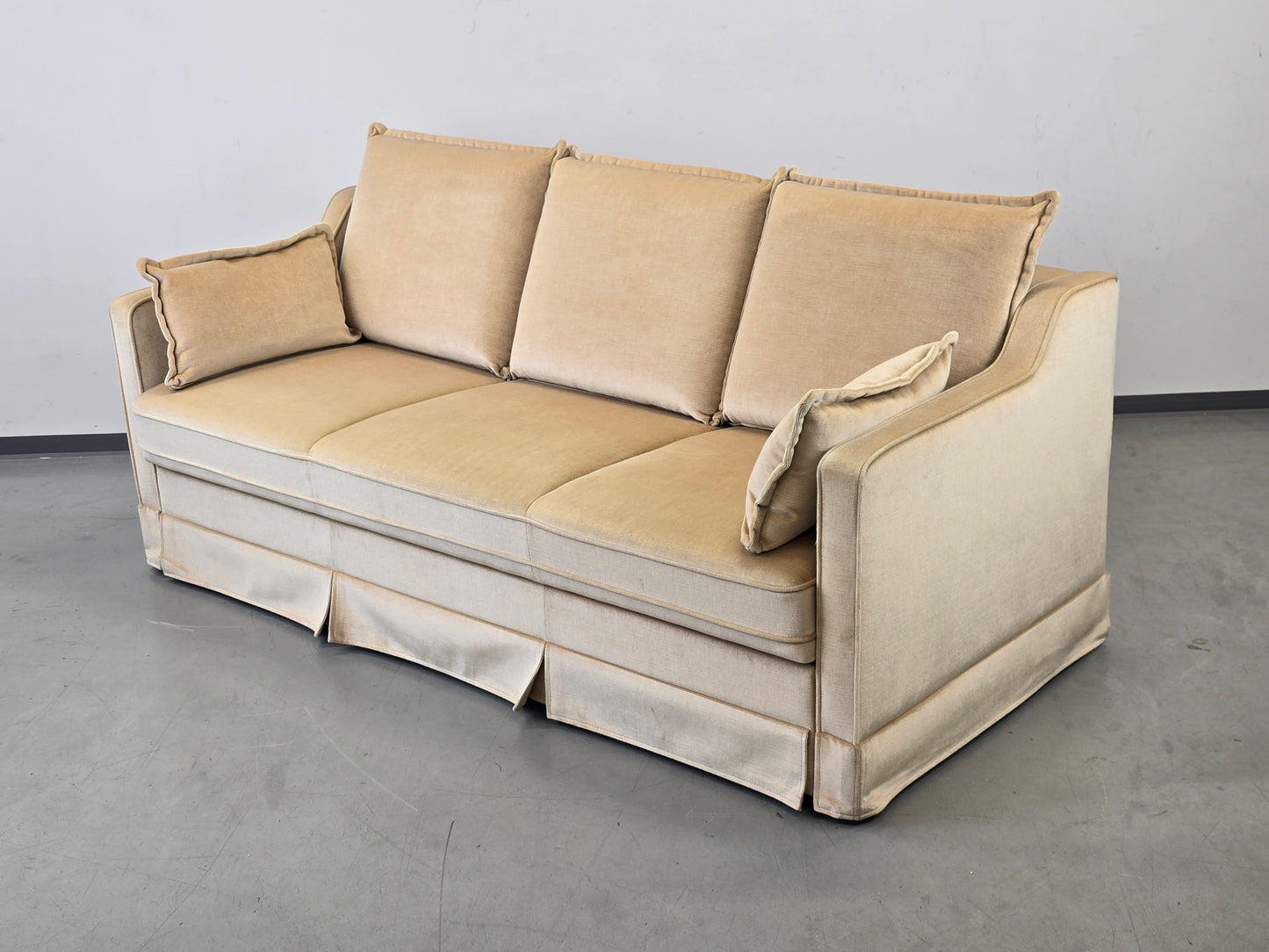 VINTAGE SCHLAFSOFA Samt Beige Daybed 60er 70er Design Sofa Retro Couch
