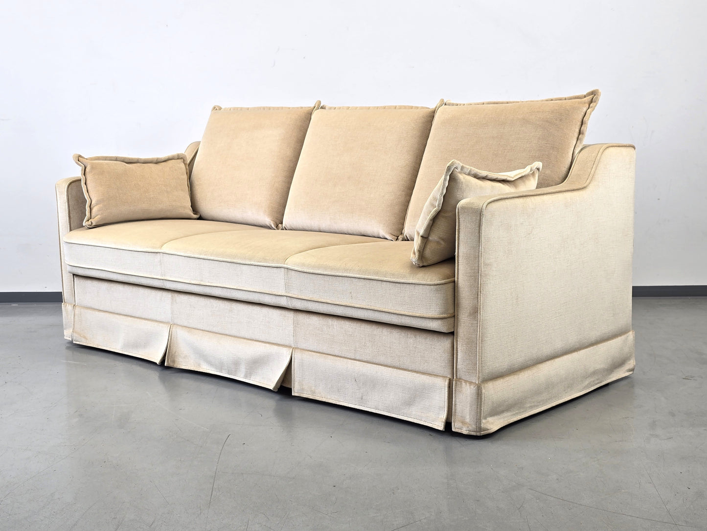 VINTAGE SCHLAFSOFA Samt Beige Daybed 60er 70er Design Sofa Retro Couch