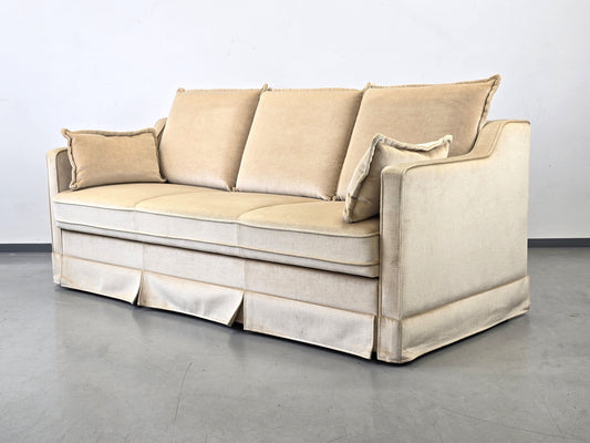 VINTAGE SCHLAFSOFA Samt Beige Daybed 60er 70er Design Sofa Retro Couch