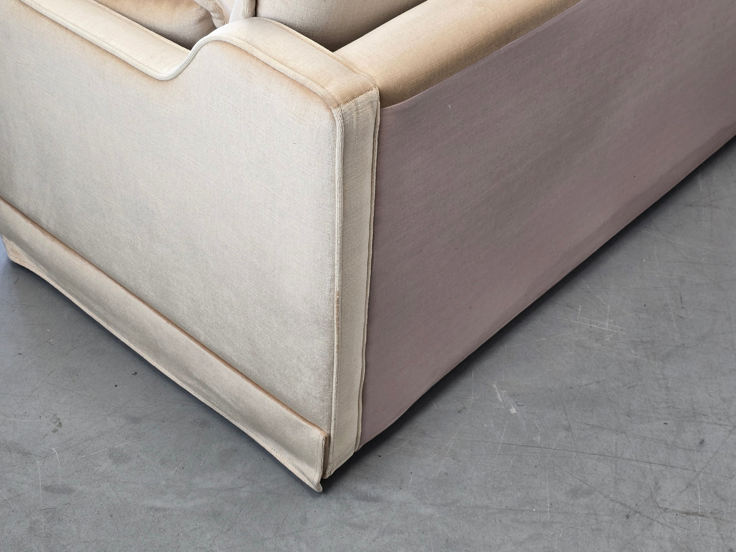 VINTAGE SCHLAFSOFA Samt Beige Daybed 60er 70er Design Sofa Retro Couch