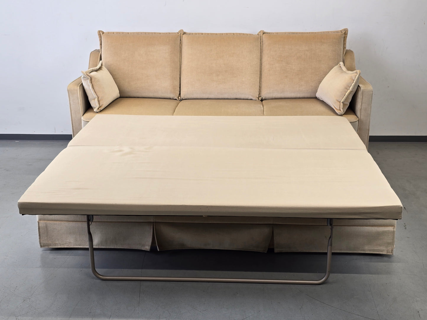 VINTAGE SCHLAFSOFA Samt Beige Daybed 60er 70er Design Sofa Retro Couch