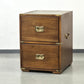 CAMPAIGN CHEST Aktenschrank Leder Messing Sideboard Kommode Vintage Holz