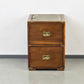 CAMPAIGN CHEST Aktenschrank Leder Messing Sideboard Kommode Vintage Holz
