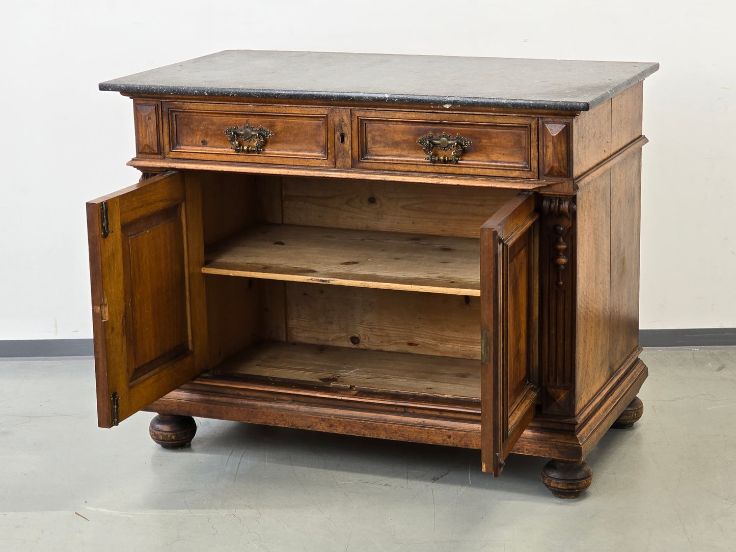 GRÜNDERZEIT KOMMODE Anrichte Nussbaum Marmorplatte Antik Buffet Vintage