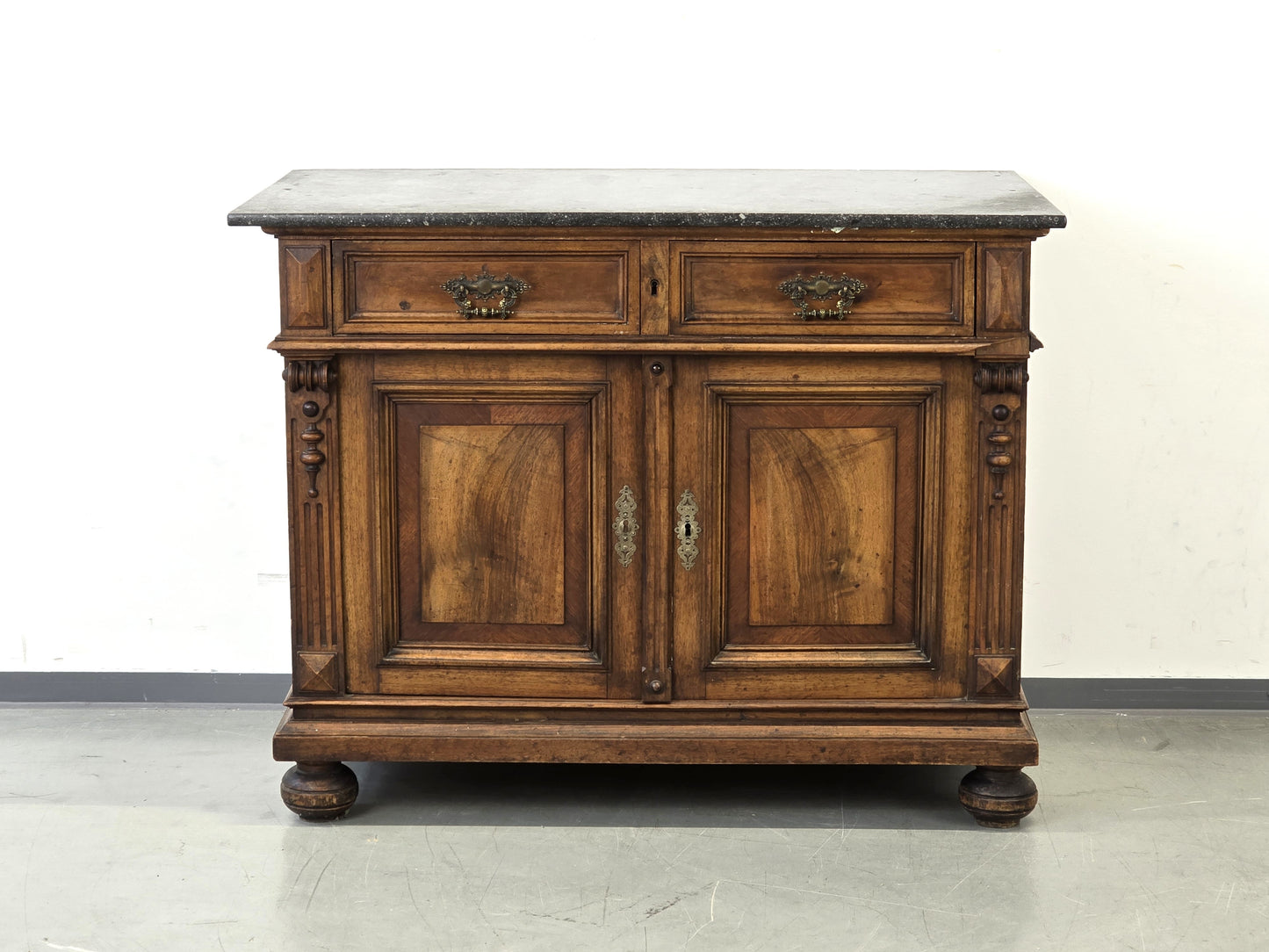 GRÜNDERZEIT KOMMODE Anrichte Nussbaum Marmorplatte Antik Buffet Vintage