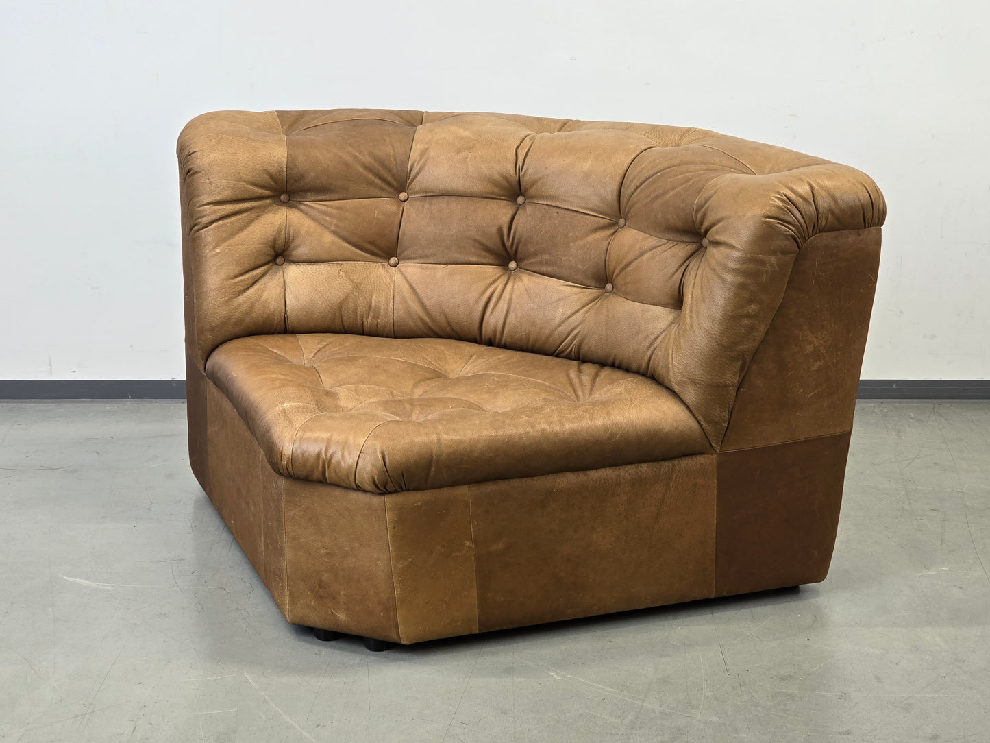 VINTAGE SESSEL Leder Braun Modul Sofa Eckelement 70er Design Lounge Sessel