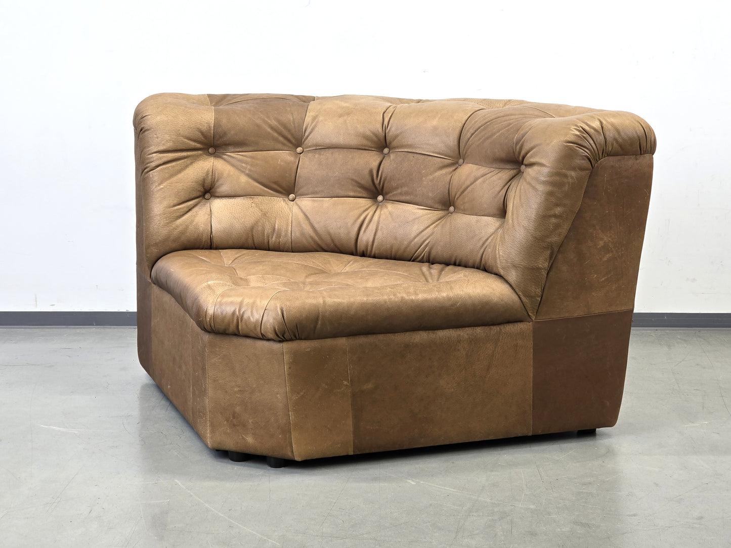 VINTAGE SESSEL Leder Braun Modul Sofa Eckelement 70er Design Lounge Sessel