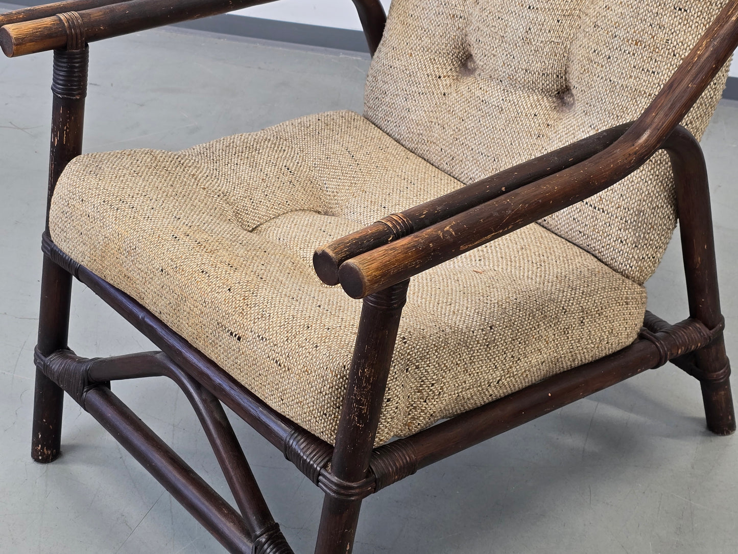RATTAN SESSEL Vintage 60er Jahre Mid Century Bamboo Lounge Sessel Boho Loft