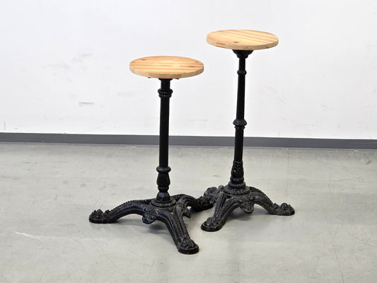 BISTROTISCH GUSSEISEN Gestell Blumen Tisch Rund Holz Vintage Gastronomie Cafe Loft