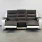 LEDER KINOSOFA 3-Sitzer Relax Sofa elektrisch Relaxfunktion Couch Heimkino braun weiß