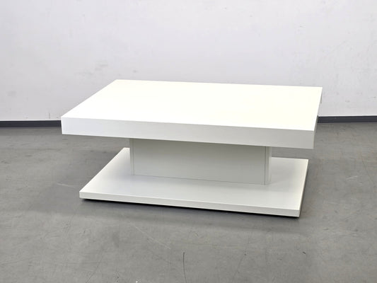 HÜLSTA NOW Couchtisch weiß höhenverstellbar mit Leder-Schublade Design
